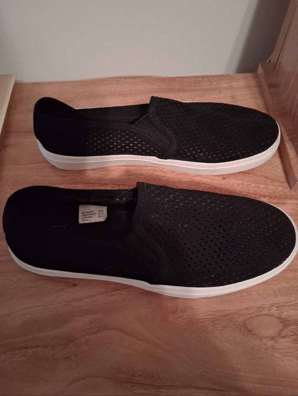 Women's Black Slip-On Perforated Casual Shoes